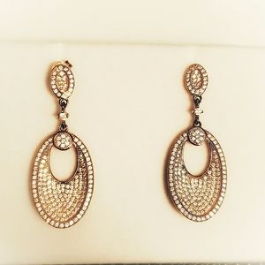 14k plated rose gold hanging earrings
